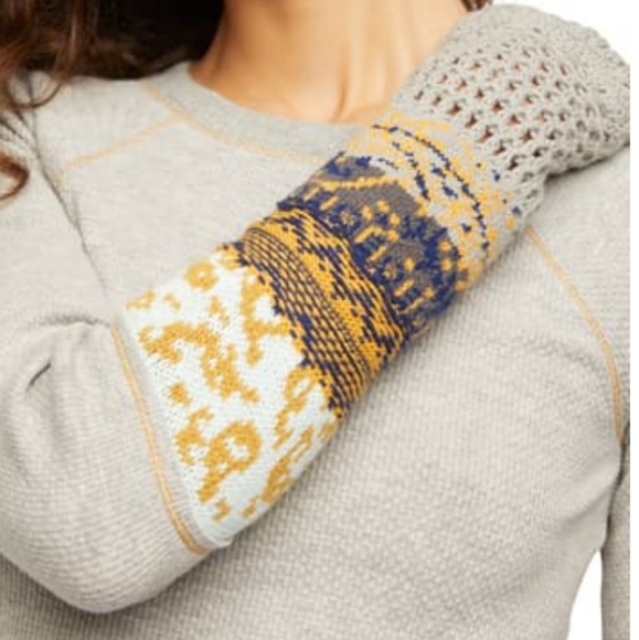 Free People In The Mix Cuff Thermal Tee Heather Grey Color LAST ONE Sz Small NWT - Picture 8 of 13